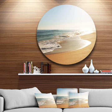 Wide Seashore with Crystal Waters - Sea & Shore Circle Metal Wall Decor